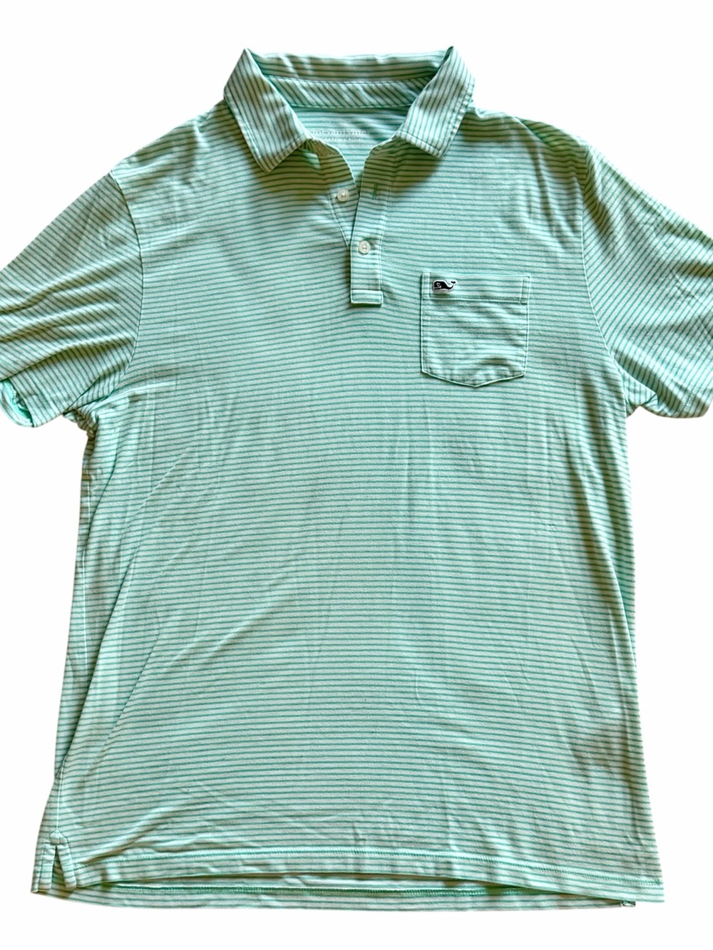 Vineyard Vines Men’s Mint Green Striped Polo with Chest Pocket Size M